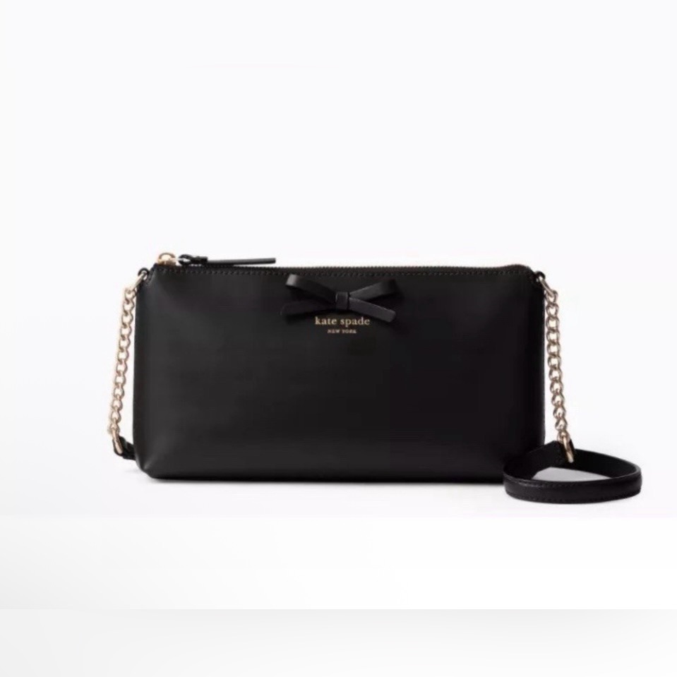 Nwot Kate Spade Black Sawyer Street Declan Crossbody With Gold Chain